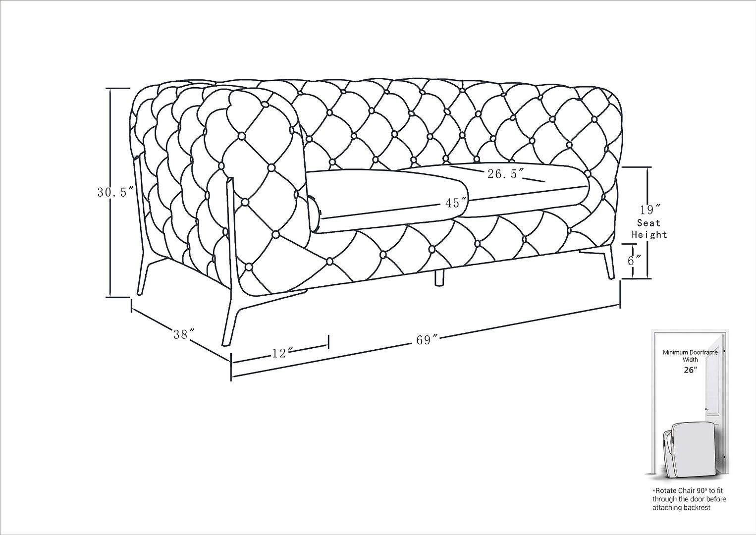 970 Divanitalia Loveseat in Top-grain Italian Leather - Dark Grey - SKU 970-L-DARK GRAY - view 11