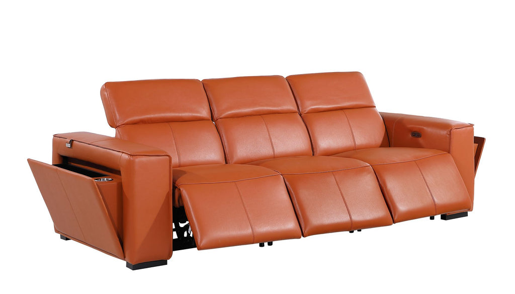 1224 Divanitalia 3-Piece Modular Power Reclining Sofa in Top Grain Italian Leather with 3 Power Recliners & Power Headrests - Camel - SKU 1224-CAMEL-3.3-HT - view 5