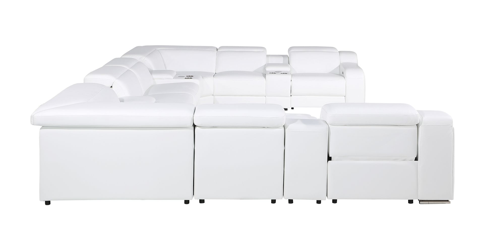 1116 Divanitalia 12-Piece U-Shaped Sectional Sofa in Top Grain Italian Leather with 4 Power Recliners & Power Headrests