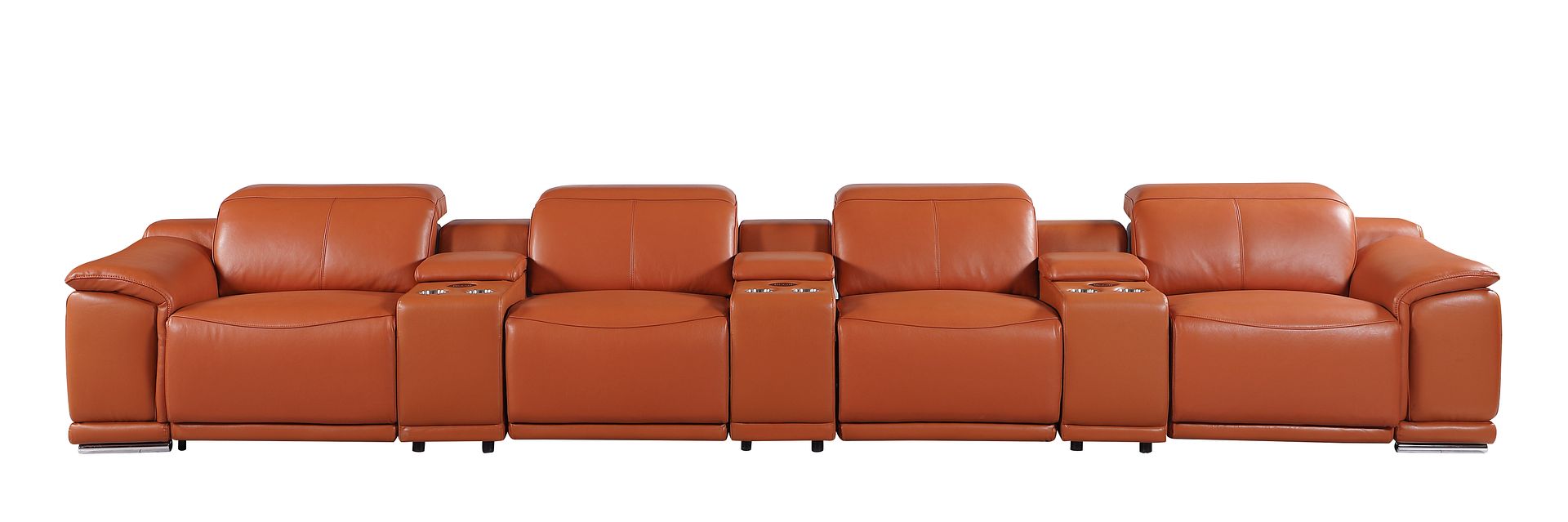 9762 Divanitalia 7-Piece Modular Top Grain Italian Leather Power Reclining Sofa with 4 Power Recliners
