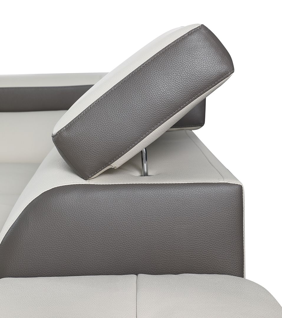 8136 Left Arm Facing Chaise with Adjustable Headrest in Genuine Leather