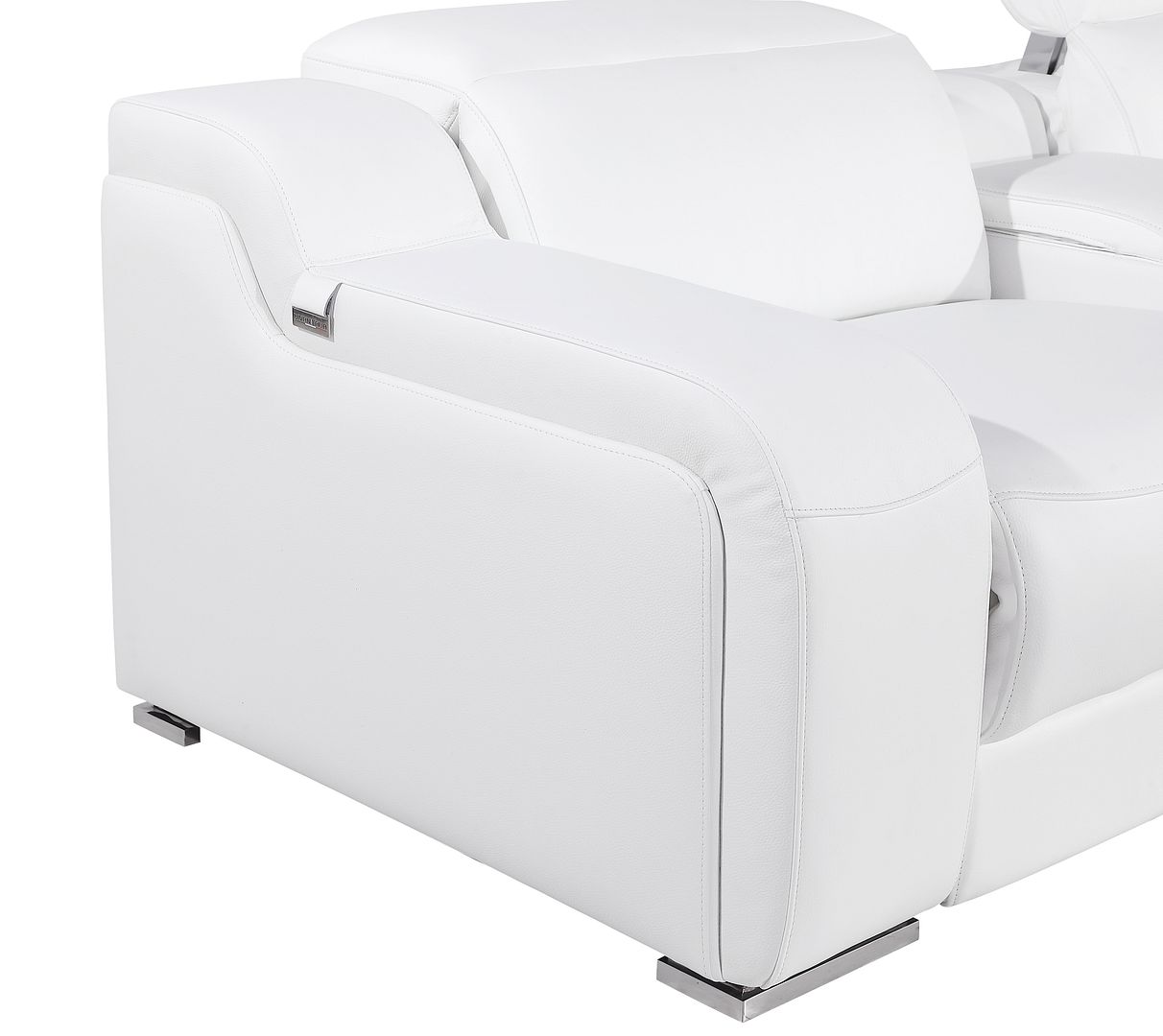 1116 Divanitalia 3-Piece Modular Power Reclining Console Loveseat in Top Grain Italian Leather with 2 Power Recliners & Power Headrests