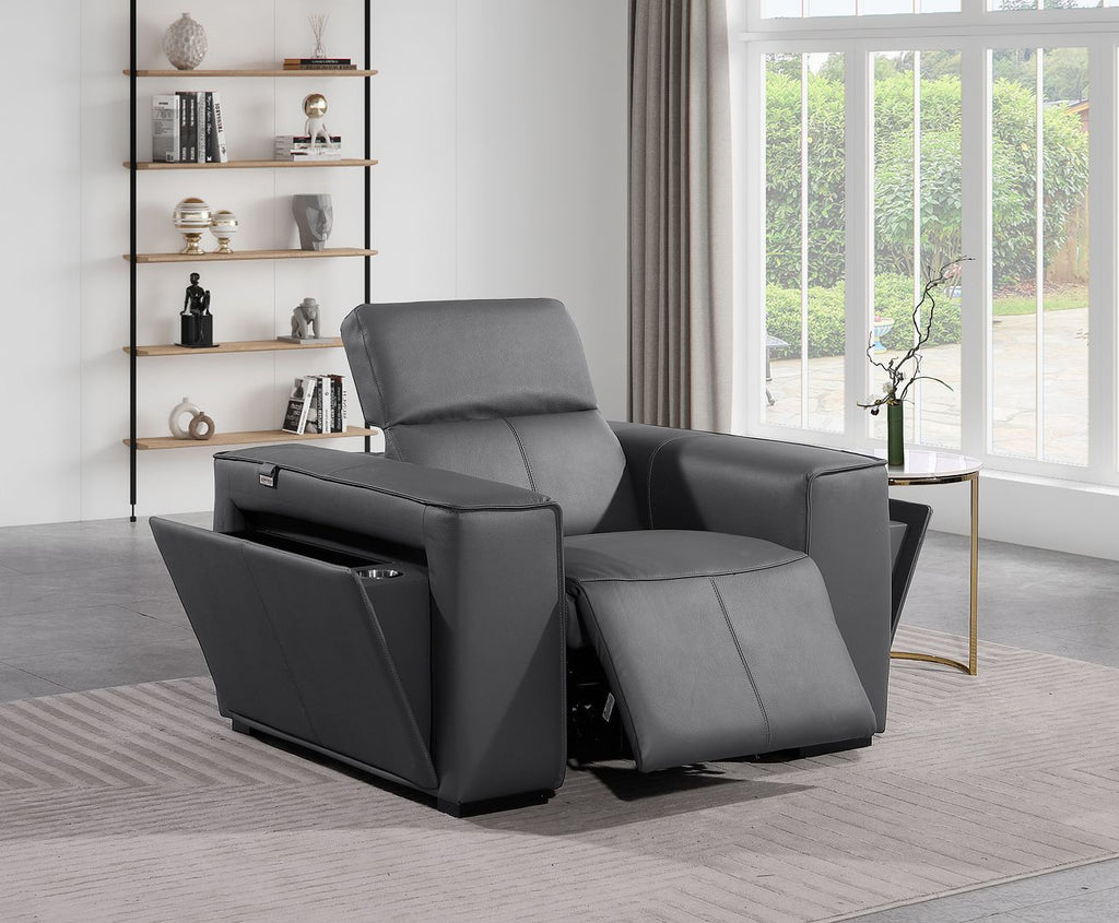 1126 Divanitalia Top Grain Italian Leather Power Reclining Chair with Power Headrests