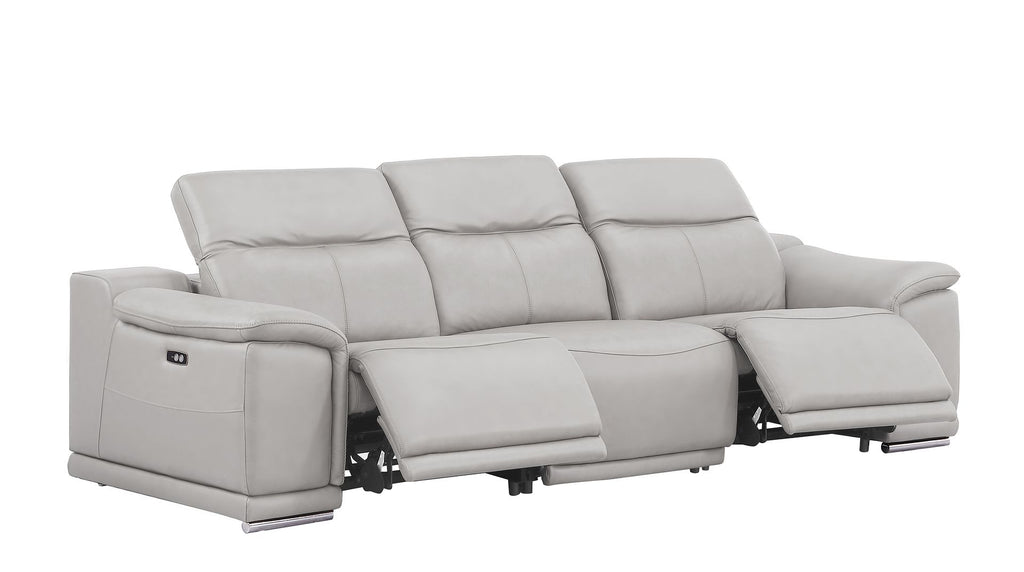 2679 Genuine Leather Sofa with Dual Power Recliners - Light Grey - SKU 2679-LT-GRAY-3.2-S-HT - view 5