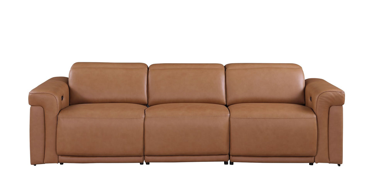 1126 Divanitalia 3-Piece Modular Power Reclining Sofa in Top Grain Italian Leather with 3 Power Recliners & Power Headrests - Cognac - SKU 1126-COGNAC-3.3-HT - view 3