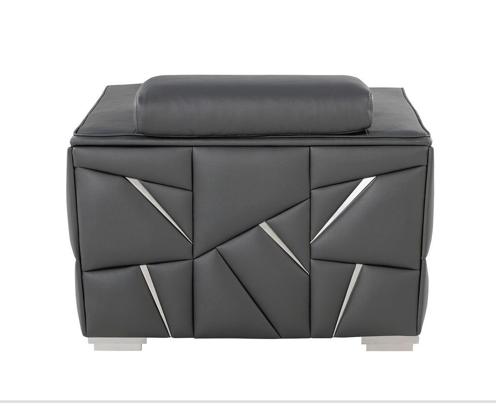 1120 Divanitalia Chair with Adjustable Headrest in Top-grain Italian Leather - Dark Grey - SKU 1120-DK-GREY-CH - view 4