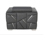 1120 Divanitalia Chair with Adjustable Headrest in Top-grain Italian Leather - Dark Grey - SKU 1120-DK-GREY-CH - view 4