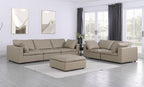 1100 Divanitalia 2-Piece Sofa Set - Top-grain Italian Leather with Ottoman - Beige