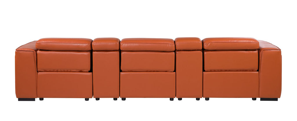 1224 Divanitalia 5-Piece Modular Power Reclining Sofa in Top Grain Italian Leather with 3 Power Recliners & Power Headrests - Camel - SKU 1224-CAMEL-5.3-HT - view 7