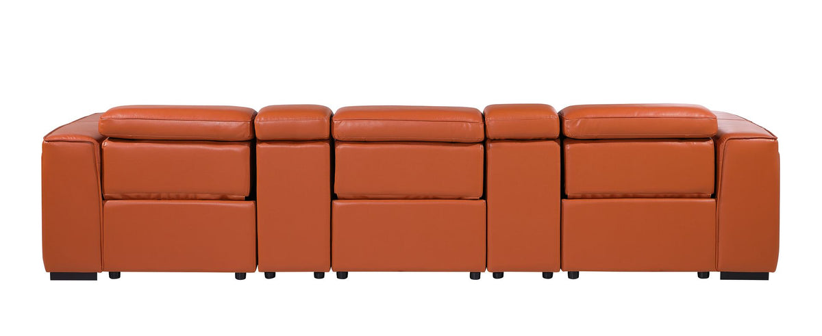 1224 Divanitalia 5-Piece Modular Power Reclining Sofa in Top Grain Italian Leather with 3 Power Recliners & Power Headrests - Camel - SKU 1224-CAMEL-5.3-HT - view 7