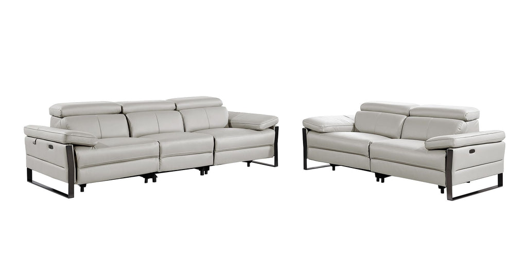 1246 Divanitalia Modular Power Dual Reclining Sofa and Loveseat Set with Power Headrests - Top Grain Italian Leather - Light Grey - SKU 1246-LT-GREY-5.4-HT-2PC - view 3