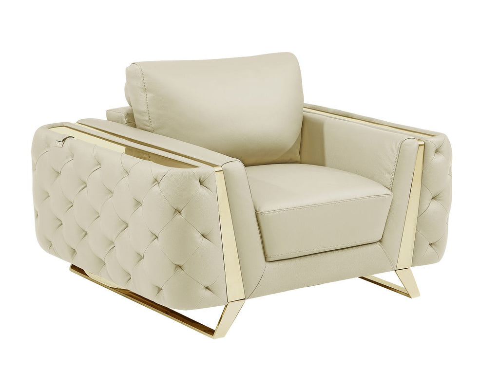 1050 Divanitalia Chair in Top-grain Italian Leather - Beige - SKU 1050-BEIGE-CH - view 2