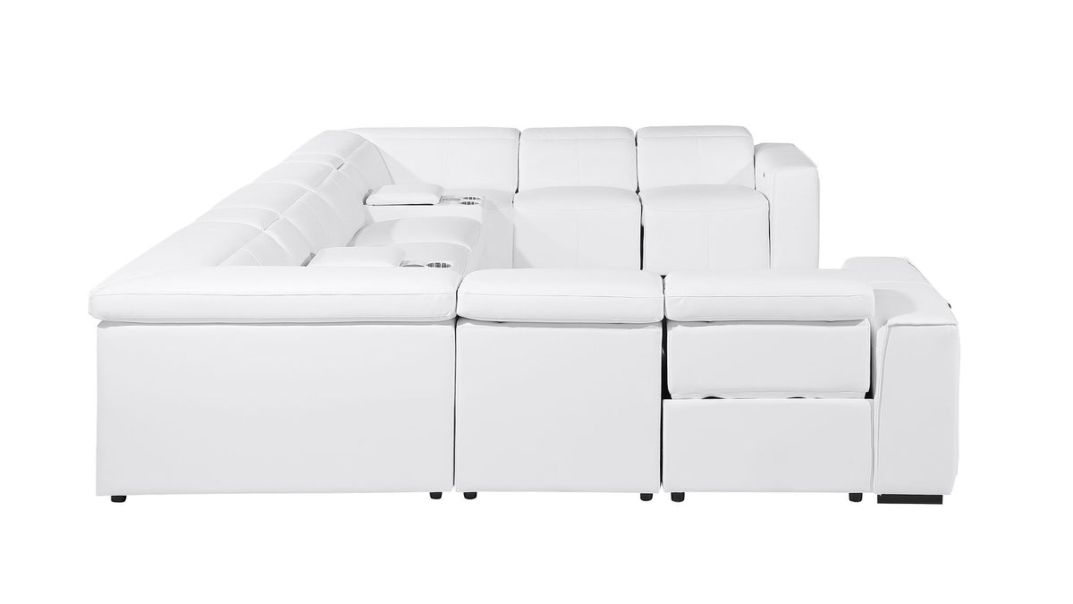 1224 Divanitalia 10-Piece U-Shaped Sectional Sofa in Top Grain Italian Leather with 4 Power Recliners & Power Headrests - White - SKU 1224-WHITE-10PC-4PWR-U-SECTIONAL - view 6