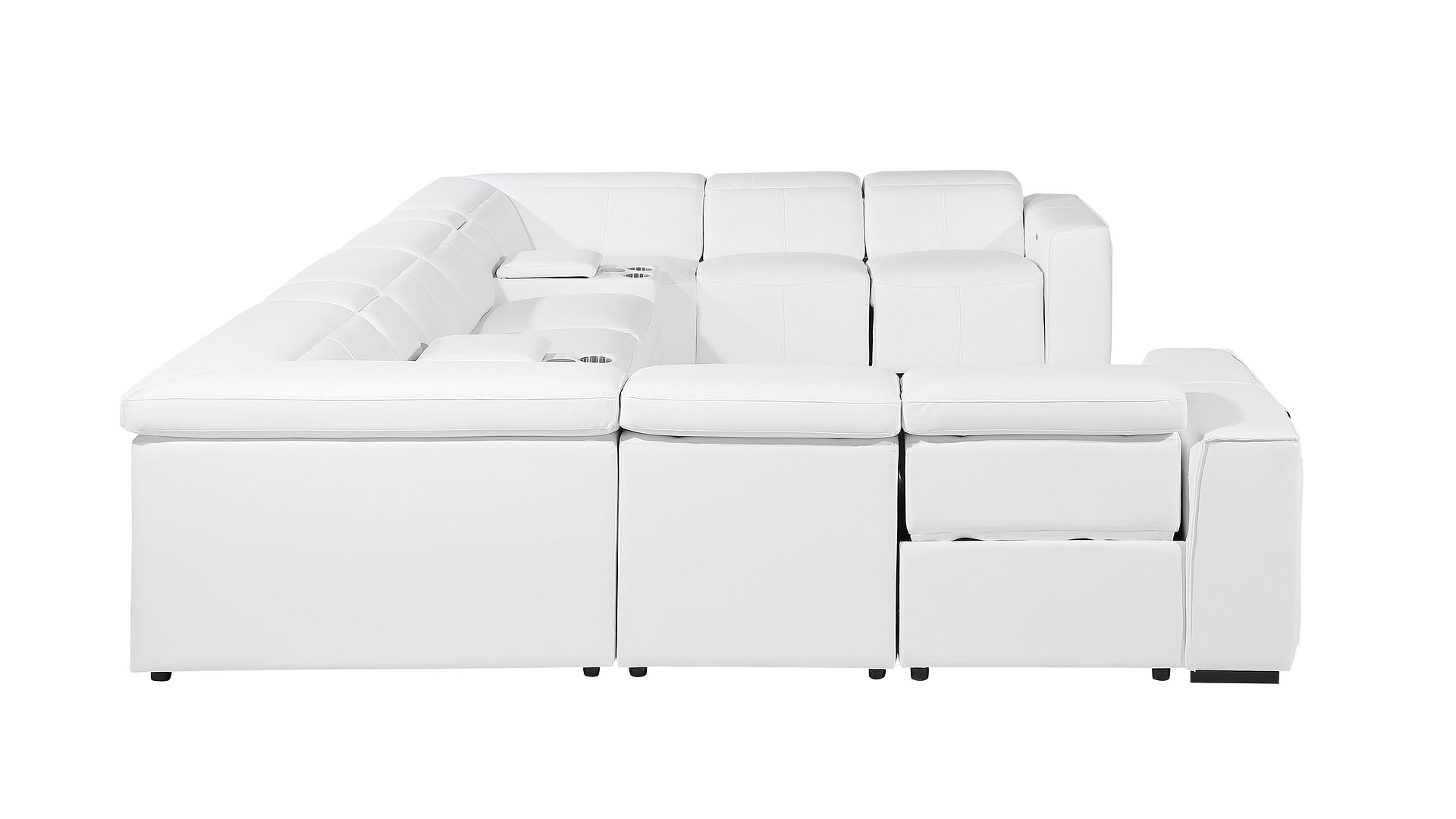 1224 Divanitalia 10-Piece U-Shaped Sectional Sofa in Top Grain Italian Leather with 4 Power Recliners & Power Headrests