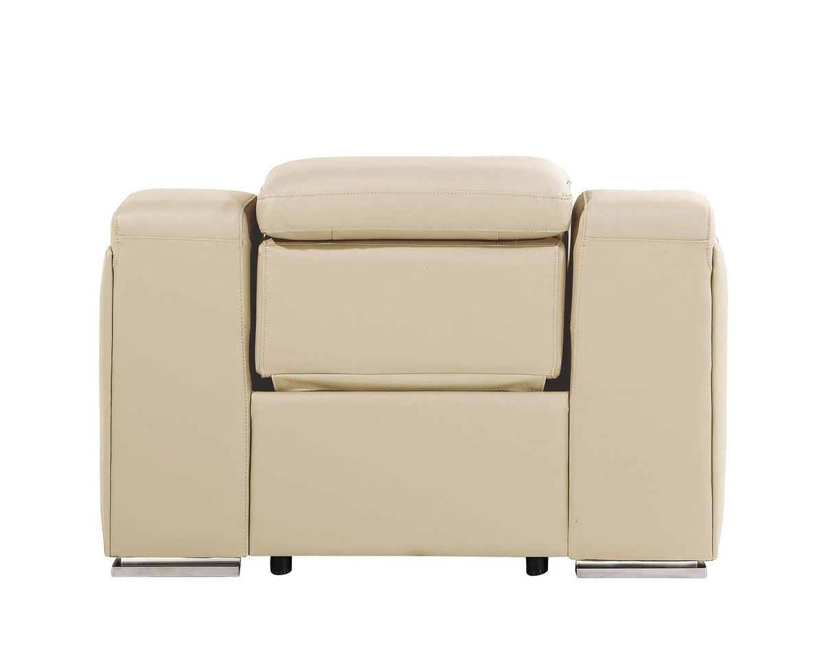 1116 Divanitalia Top Grain Italian Leather Power Reclining Chair with Power Headrests - Beige - SKU 1116-BEIGE-CH - view 7