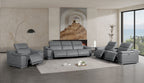 2679 Power Reclining Sofa, Console Loveseat & Chair Set in Genuine Leather - 6 Recliners - Dark Grey - SKU 2679-DK-GRAY-7.6-HT-3PC - view 2