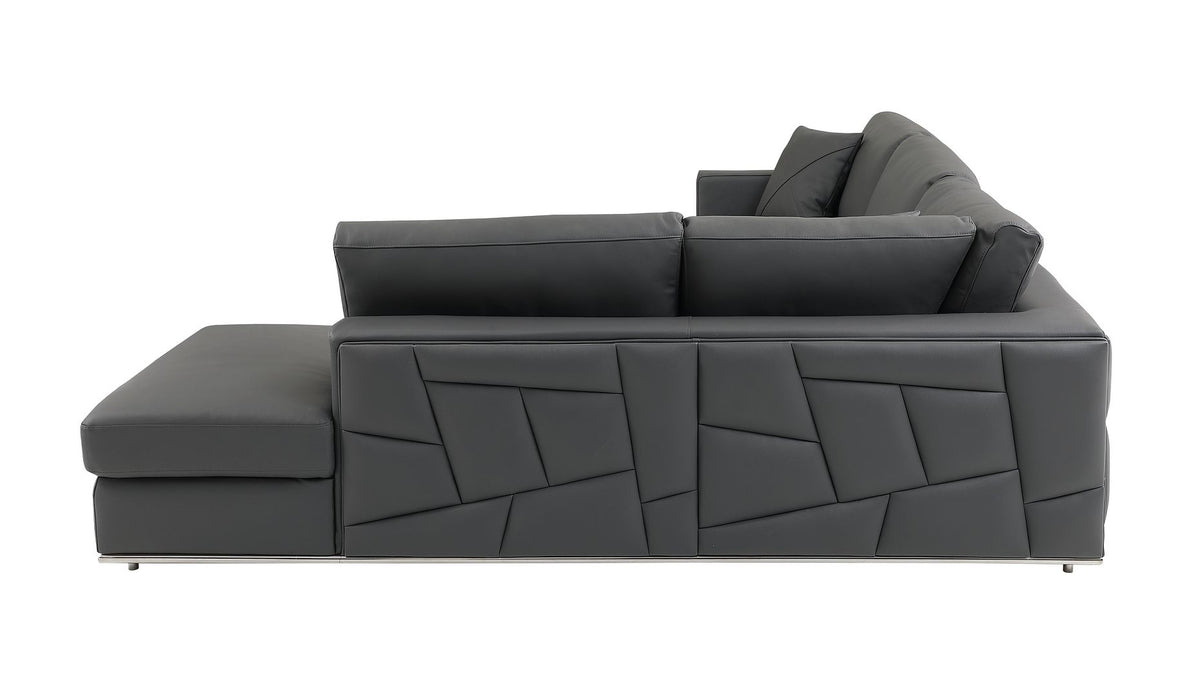 998 Divanitalia Cream Right Arm Facing Sectional Sofa in Top-grain Italian Leather - Dark Grey - SKU 998-Sectional-RAF-CHAISE-DARK GREY - view 7