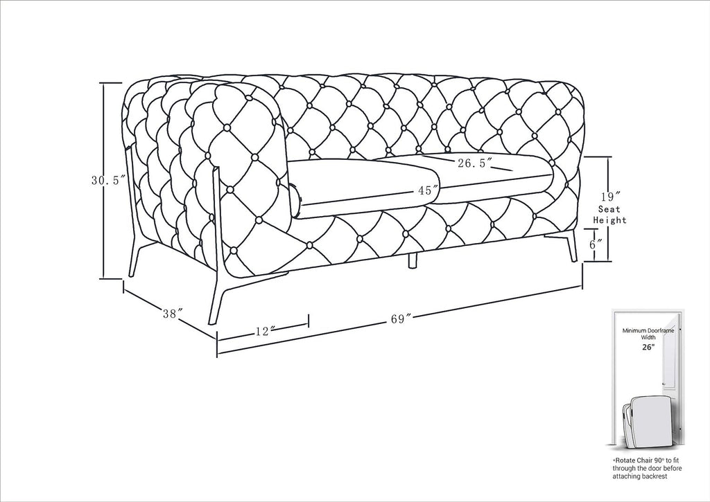 970 Divanitalia Loveseat in Top-grain Italian Leather