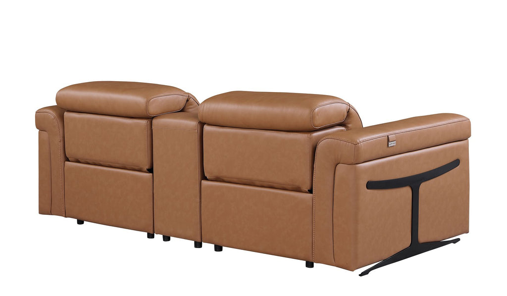 1126 Divanitalia 3-Piece Modular Power Reclining Loveseat in Top Grain Italian Leather with 2 Power Recliners & Power Headrests
