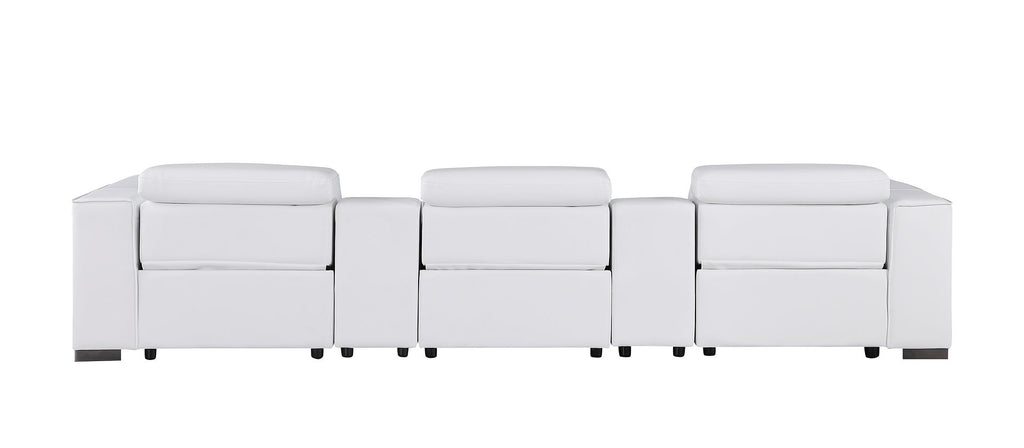 1208 Leather Sofa with 3 Power Recliners and Two Storage Consoles