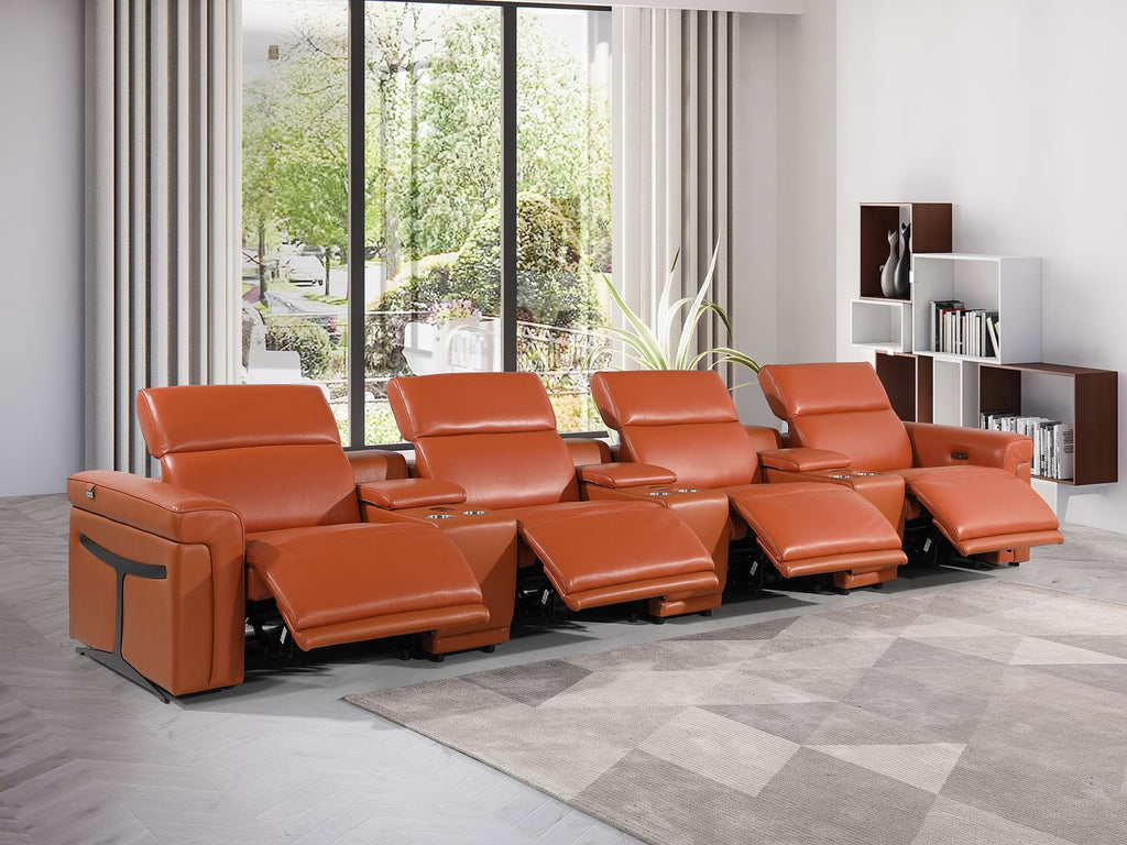 1126 Divanitalia 7-Piece Modular Power Reclining Sofa in Top Grain Italian Leather with 4 Power Recliners & Power Headrests - Camel - SKU 1126-CAMEL-7.4-HT - view 2