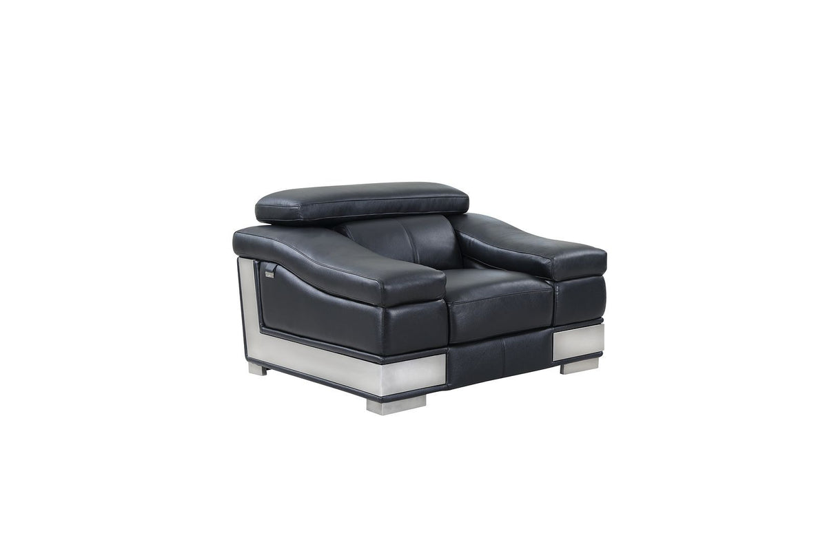 415 Divanitalia Chair with Adjustable Headrest in Top-grain Italian Leather - Black - SKU 415-CH-BLACK - view 2