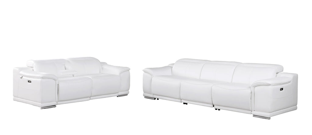 9762 Divanitalia 5-Piece Modular Power Reclining Sofa and Loveseat Set with 5 Power Recliners in Top Grain Italian Leather - White - SKU 9762-WHITE-5.4-HT-2PC - view 3