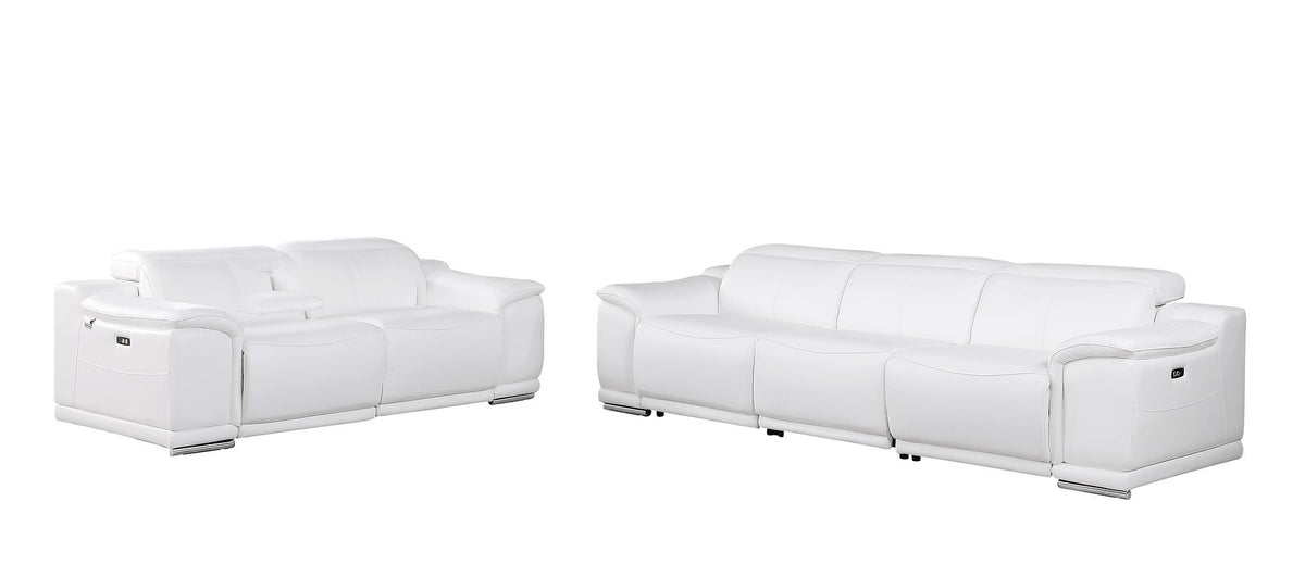 9762 Divanitalia 5-Piece Modular Power Reclining Sofa and Loveseat Set with 5 Power Recliners in Top Grain Italian Leather - White - SKU 9762-WHITE-5.4-HT-2PC - view 3