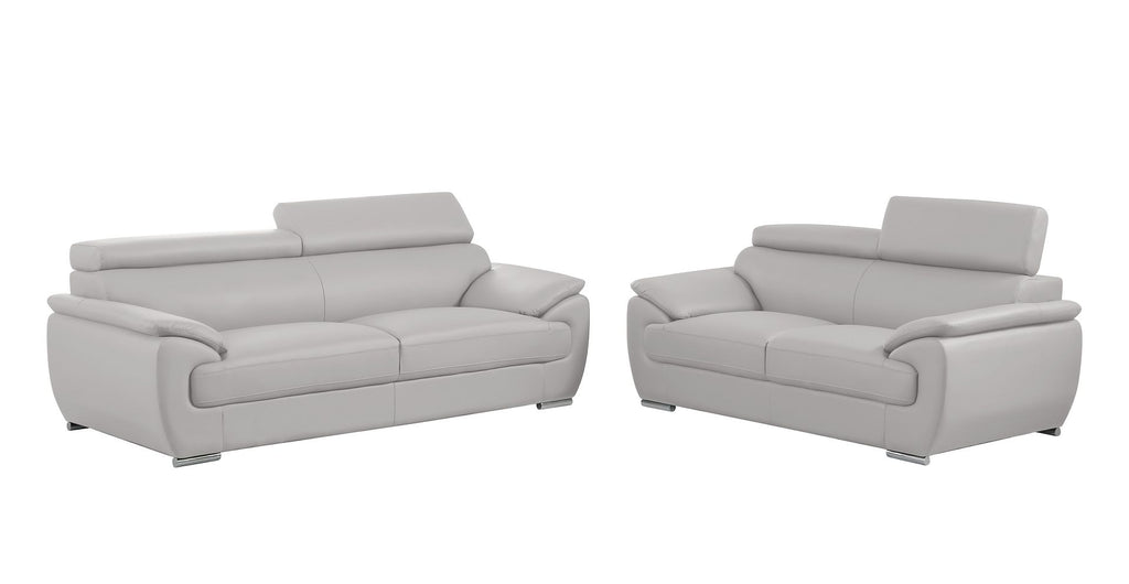 4571 Modern Genuine Leather 2-Piece Sofa Set - Light Grey - SKU 4571-LV LIGHT GREY 2PC (S/L) - GROUP - view 2