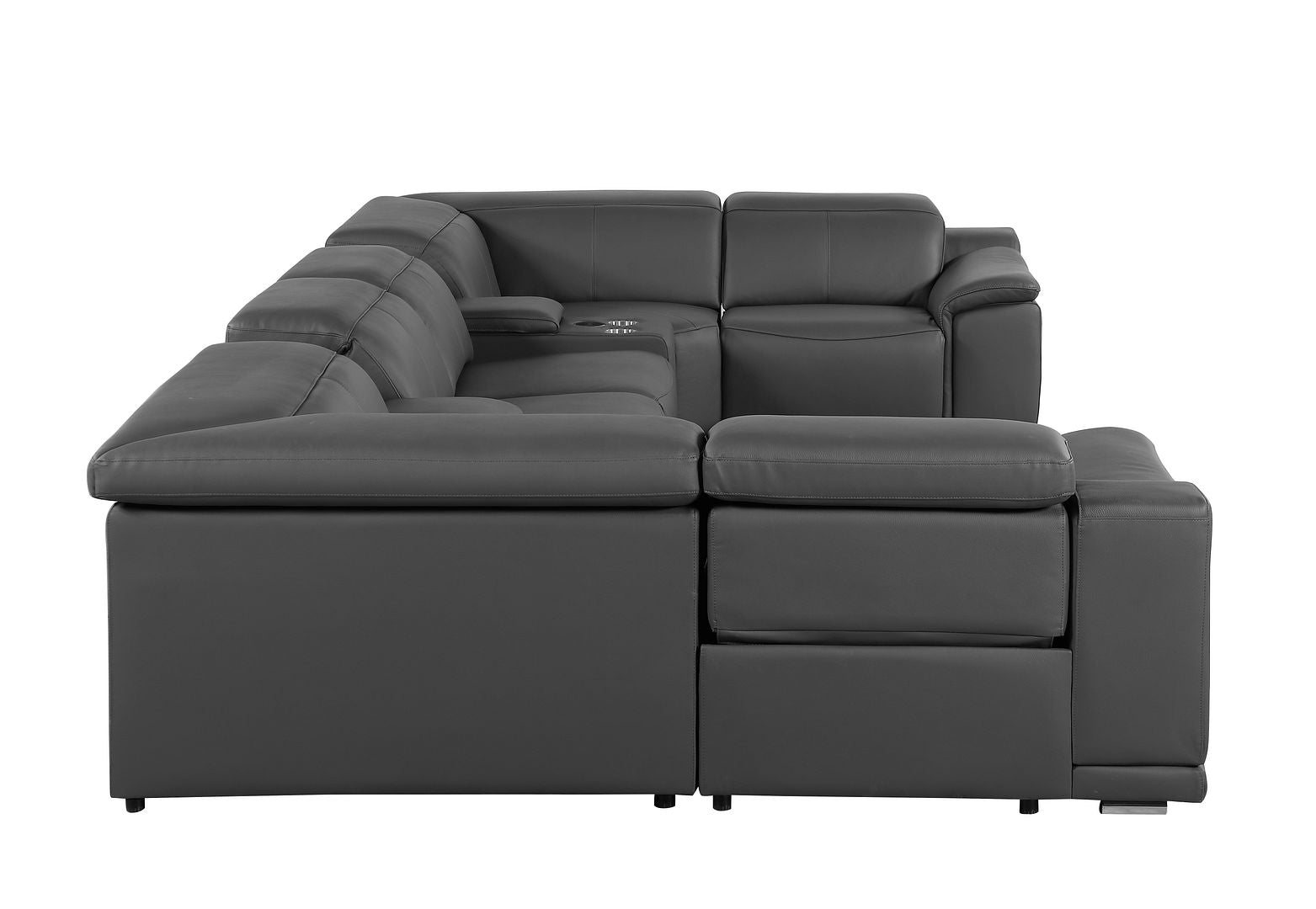 9762 Divanitalia 8-Piece U-Shaped Top Grain Italian Leather Sectional Sofa with 4 Power Recliners