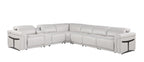 1126 Divanitalia 7-Piece L-Shaped Sectional Sofa in Top Grain Italian Leather with 3 Power Recliners & Power Headrests - Light Grey - SKU 1126-LT-GREY-SEC-7PC-3PWR-SECTIONAL-GROUP - view 2