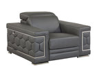 692 Divanitalia 3-Piece Sofa Set with Adjustable Headrest in Top-grain Italian Leather - Dark Grey - SKU 692- DARK GRAY 3PC (S/L/CH) - GROUP - view 8
