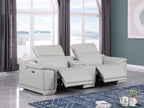 9762 Divanitalia 3-Piece Modular Power Reclining Console Loveseat with 2 Power Recliners in Top Grain Italian Leather
