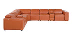 1224 Divanitalia 8-Piece L-Shaped Sectional Sofa in Top Grain Italian Leather with 4 Power Recliners & Power Headrests
