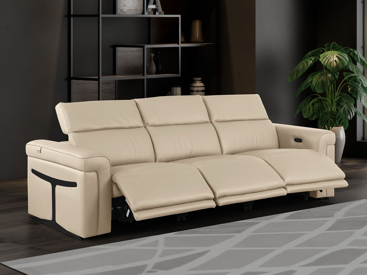 1126 Divanitalia 3-Piece Modular Power Reclining Sofa in Top Grain Italian Leather with 3 Power Recliners & Power Headrests