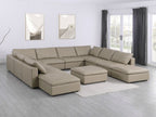 1100 Divanitalia Top-grain Italian Leather 11-Piece Sectional Sofa with Chaise - Beige