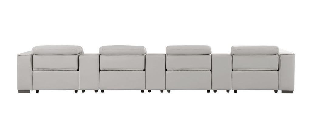 1208 7 Piece Leather Sofa with 4 Power Recliners and Power Headrests - Light Grey - SKU 1208-LT-GREY-S-7.4-HT - view 7