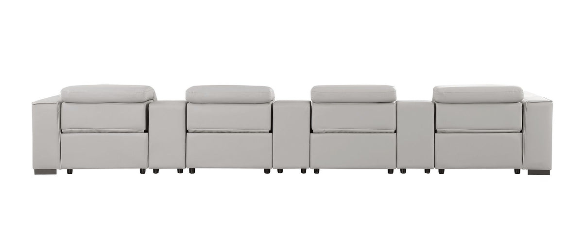 1208 7 Piece Leather Sofa with 4 Power Recliners and Power Headrests - Light Grey - SKU 1208-LT-GREY-S-7.4-HT - view 7