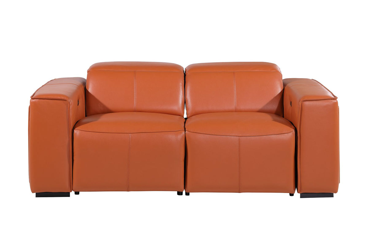 1224 Divanitalia 5-Piece Modular Power Reclining Sofa and Loveseat Set in Top Grain Italian Leather with 4 Power Recliners & Power Headrests - Camel - SKU 1224-CAMEL-5.4-HT-2PC - view 8