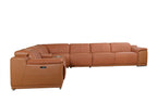 9762 Divanitalia 8-Piece L-Shaped Top Grain Italian Leather Sectional Sofa with 4 Power Recliners