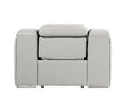 1116 Divanitalia Top Grain Italian Leather Power Reclining Chair with Power Headrests - Light Grey - SKU 1116-LT_GREY-CH - view 6