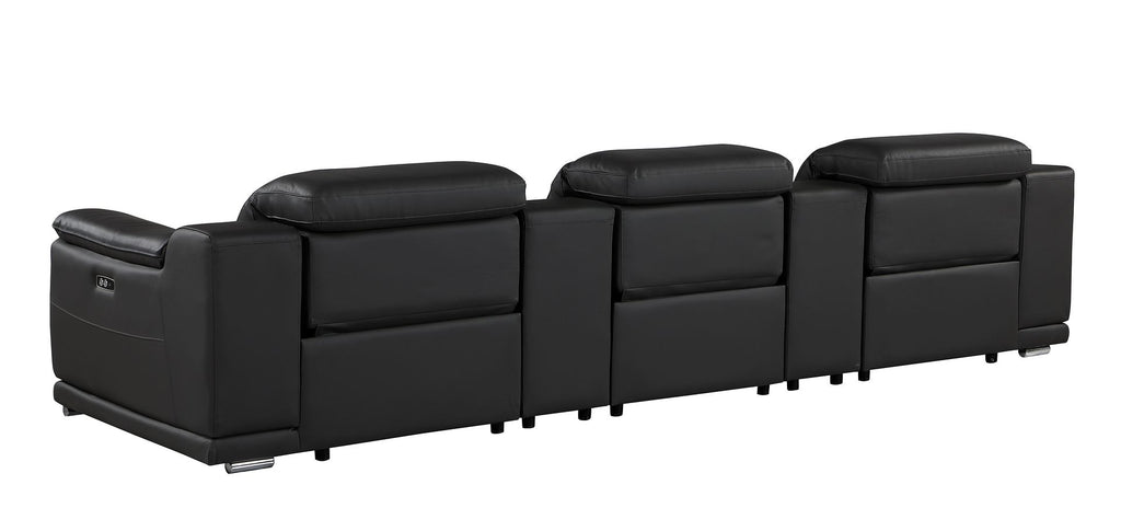 9762 Divanitalia 5-Piece Modular Power Reclining Sofa and Loveseat Set with 3 Power Recliners in Top Grain Italian Leather