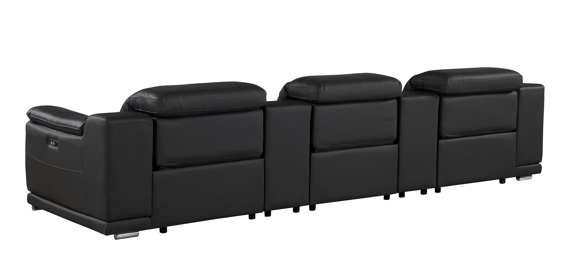 9762 Divanitalia 5-Piece Modular Power Reclining Sofa and Loveseat Set with 3 Power Recliners in Top Grain Italian Leather