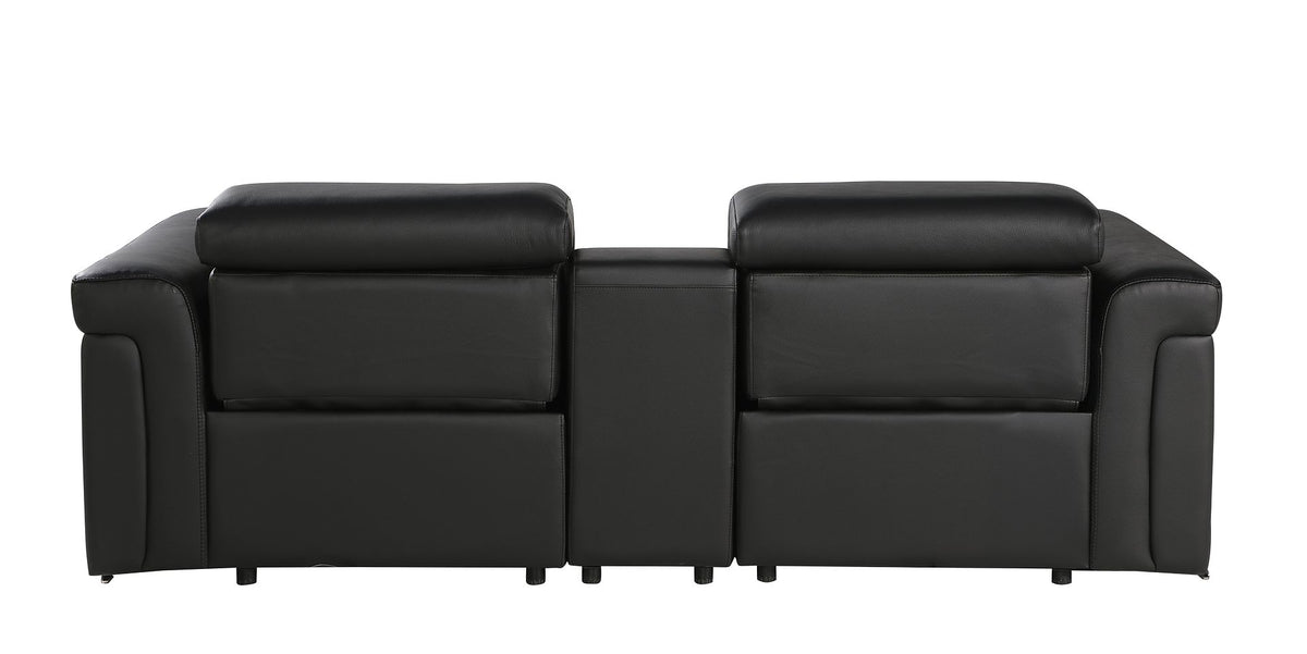 1126 Divanitalia 3-Piece Modular Power Reclining Loveseat in Top Grain Italian Leather with 2 Power Recliners & Power Headrests - Black - SKU 1126-BLACK-3.2-HT - view 6