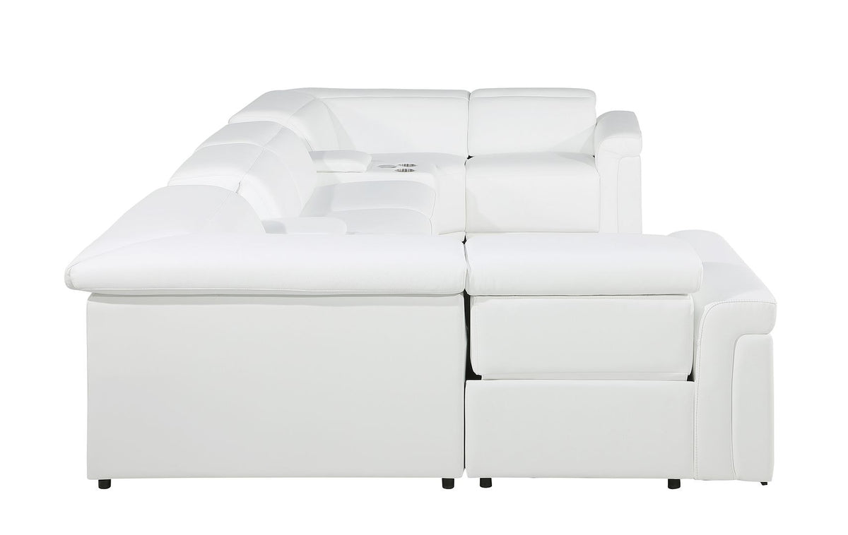 1126 Divanitalia 8-Piece U-Shaped Sectional Sofa in Top Grain Italian Leather with 2 Power Recliners & Power Headrests - White - SKU 1126-WHITE-8PC-2PWR-U-SECTIONAL-GROUP - view 7