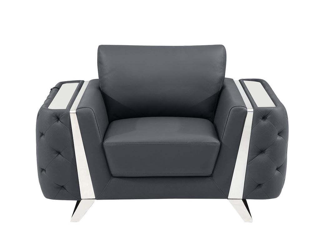 1050 Divanitalia 2-Piece Sofa Set in Top-grain Italian Leather - Dark Grey - SKU 1050-DK-GRAY-3PC - view 11