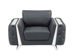 1050 Divanitalia 2-Piece Sofa Set in Top-grain Italian Leather - Dark Grey - SKU 1050-DK-GRAY-3PC - view 11