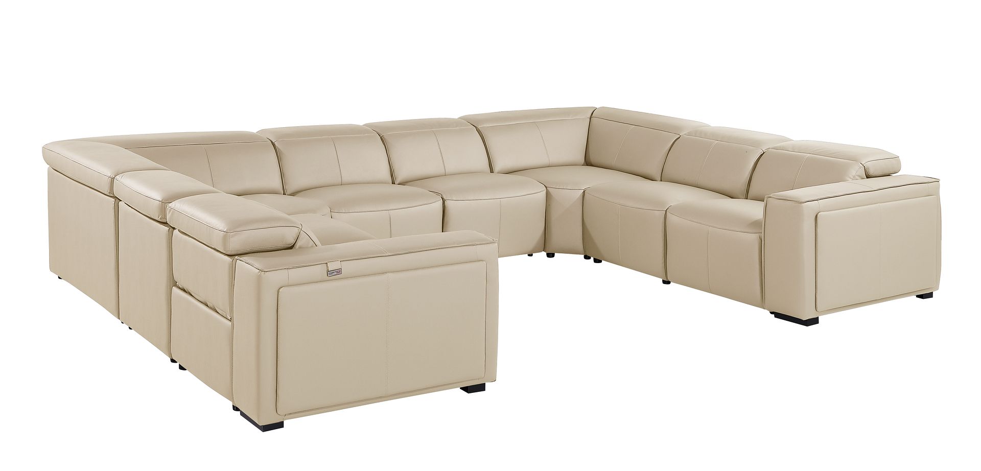 1224 Divanitalia 8-Piece U-Shaped Sectional Sofa in Top Grain Italian Leather with 4 Power Recliners & Power Headrests