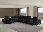 1246 Divanitalia 8-Piece L-Shaped Modular Power Reclining Sectional Sofa with 3 Power Recliners and Power Headrests - Top Grain Italian Leather