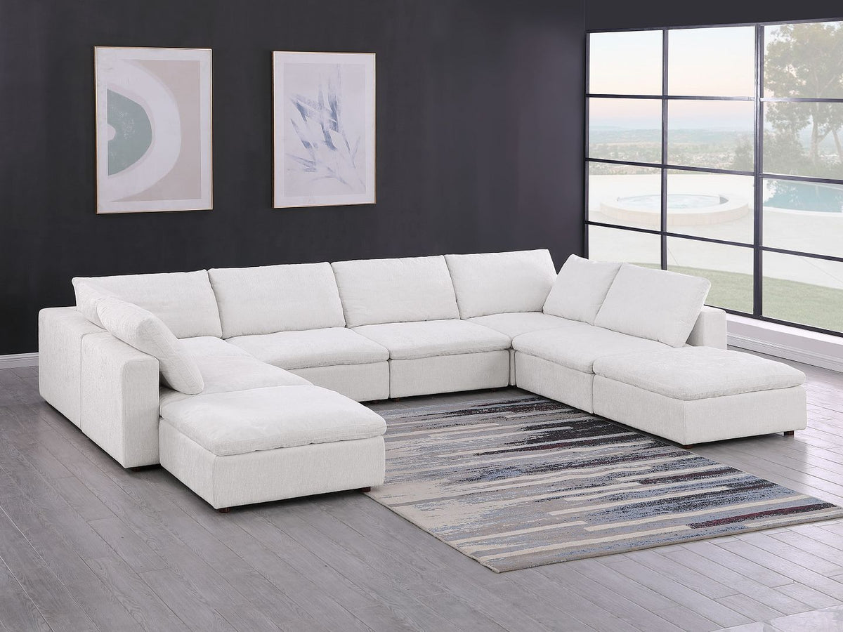 1100 Divanitalia 8-Piece Sectional Sofa with Chaise - Light Grey - SKU 1100-LT-GREY-FABRIC-8.6-U-CHAISE